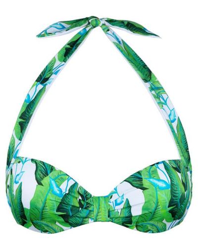 Mc2 Saint Barth Tropical Leaves Print Bralette Top - Green