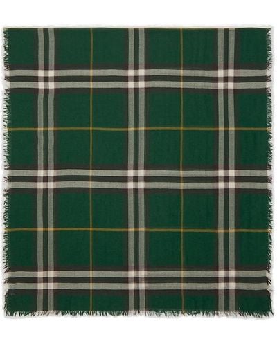 Burberry Check-printed Fringed-edge Scarf - Green