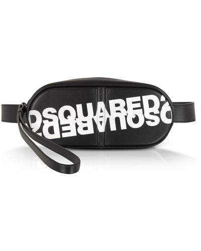 DSquared² Printed Calf Leather Pill Belt Bag - Black