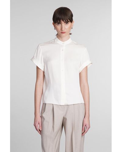 Theory Shirt In Beige Silk - White