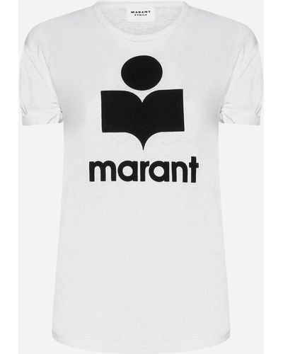 Isabel Marant Koldi Logo Linen T-Shirt - White