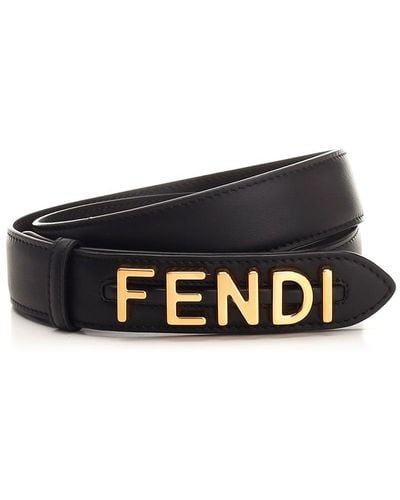 Fendi Black Graphy Belt - White