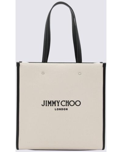 Jimmy Choo Ivory Canvas And Leather Tote Bag - Natural