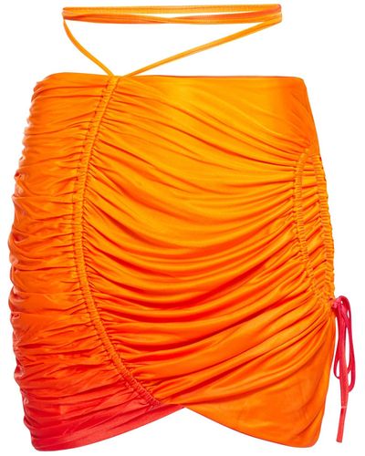 ANDREADAMO Printed Draped Jersey Mini Skirt With Cu - Orange