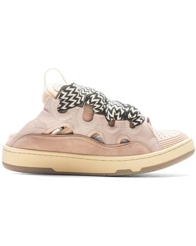 Lanvin Curb Pink Panelled Mesh Mule Trainers