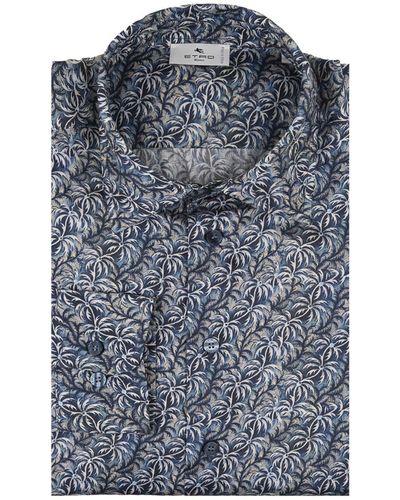Etro Shirt With Palm Pattern - Blue