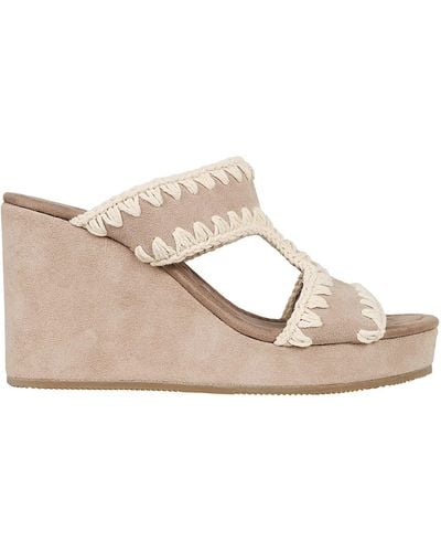 Mou Wedge Plain Suede - Natural
