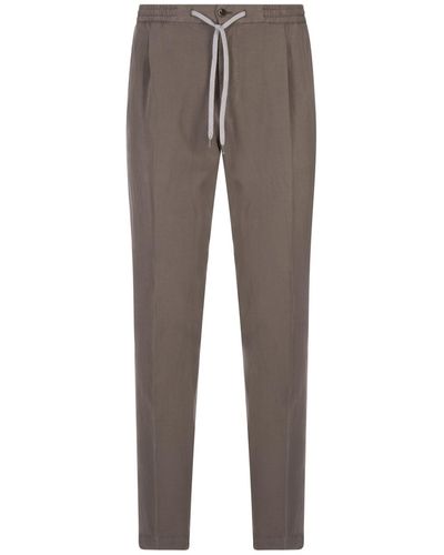 PT01 Mud Linen Blend Soft Fit Trousers - Grey