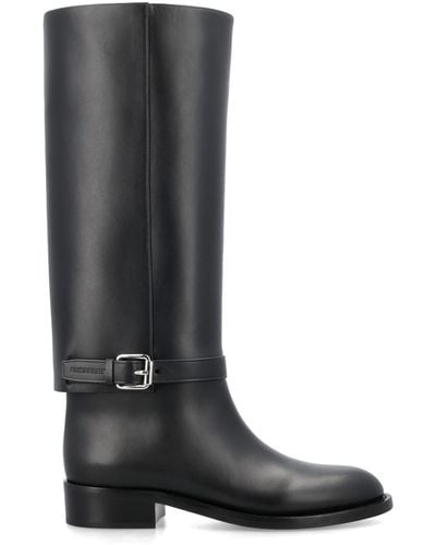 Burberry Leather Horse Boots - Black