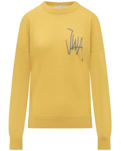 JW Anderson Sweater With Logo - Yellow