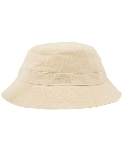 The North Face Bucket Hat With Tonal Logo Embroidery In Cotton Man - Natural
