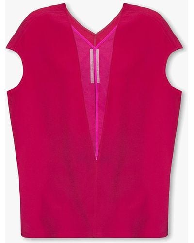 Rick Owens T-Shirt With Decorative Neck - Pink