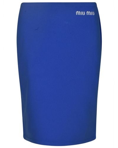 Miu Miu Logo Detail Skirt - Blue