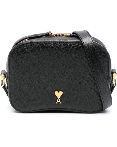 Ami Paris Calf Leather Crossbody Bag - Black