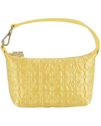 Ganni Butterfly Small Pouch Satin - Yellow