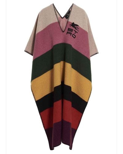 Etro Jacquard Wool Poncho - Multicolor