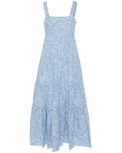 Michael Kors Zebra-print Tiered Midi Dress - Blue