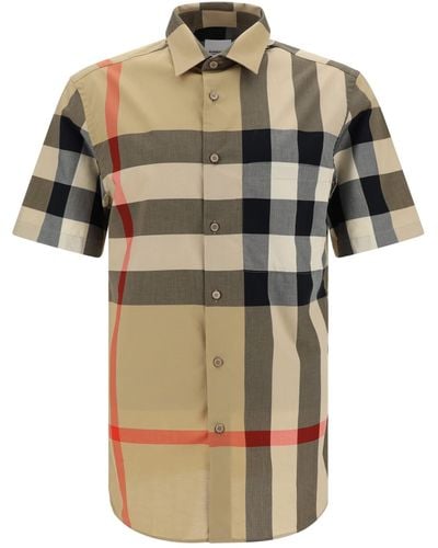 Burberry Somerton Vintage Check Stretch-cotton Shirt - Natural