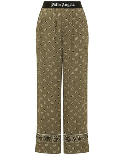 Palm Angels Pants With Paisley Pattern - Green