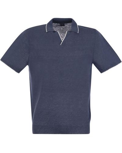 Fedeli Polo Shirt With Open Collar - Blue