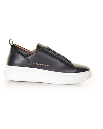 Alexander Smith Wembley Sneaker In Black Leather - White