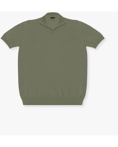 Larusmiani High Neck T-Shirt With Zip Jumper - Green