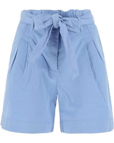 Saint James Light- Stretch Cotton Linda Bermuda Shorts - Blue