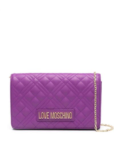 Love Moschino Logo-lettering Quilted Crossbody Bag - Purple
