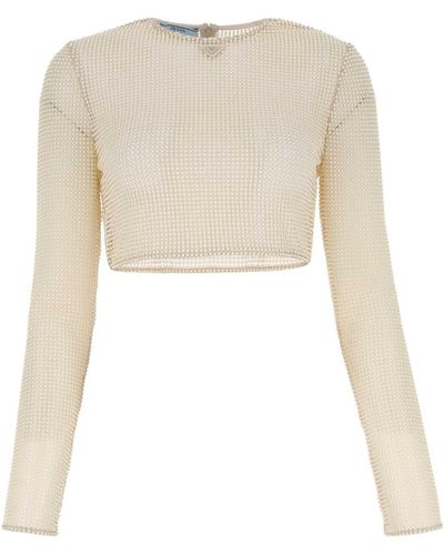 Prada Sand Beads Top - White