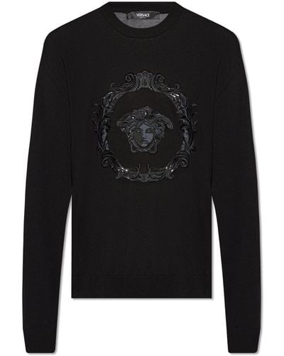 Versace Embroidered Sweater - Black