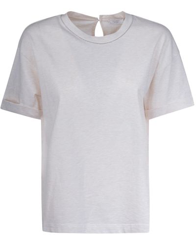 Peserico Round Neck Back Keyhole T-Shirt - White