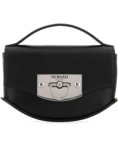 DURAZZI MILANO Leather Mini Swing Handbag - Black