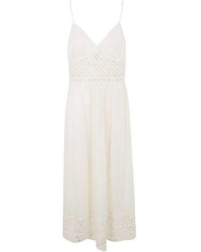 Twin Set Midi Dress With Crochet Detail - White