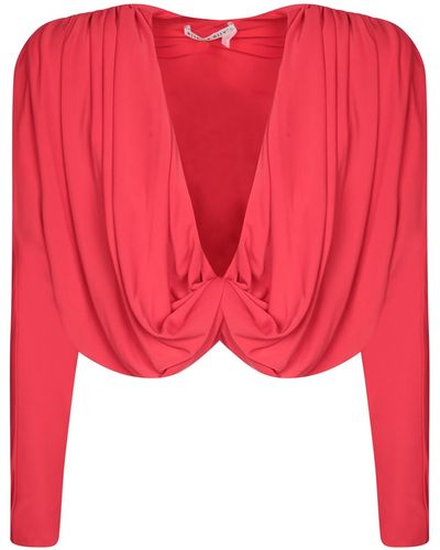 Alice + Olivia Cropped Twist Blouse - Red