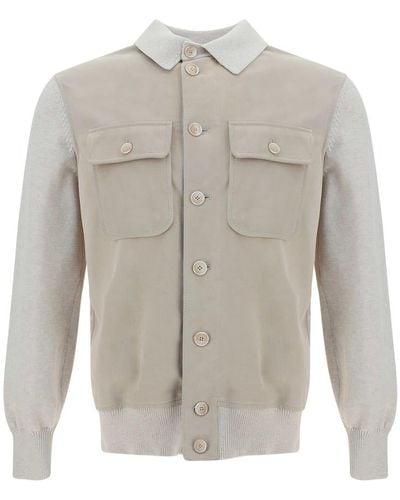 Brunello Cucinelli Leather Jackets - Grey
