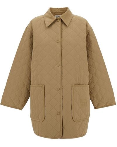 Totême Jacket With Collar And Oversized Pockets - Natural