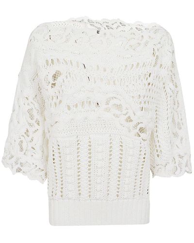 Ermanno Scervino Drop Shoulder Openwork Jumper - White