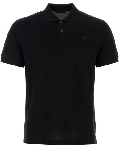 Prada Cotton Piquet Polo Shirt - Black