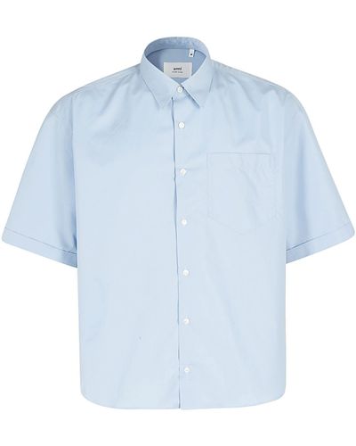 Ami Paris Boxy Fit Sl Shirt - Blue