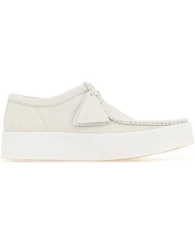 Clarks Sand Nubuck Wallabee Ankle Boots - White