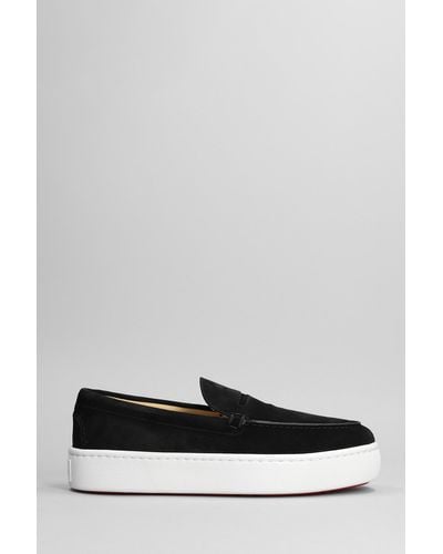Christian Louboutin Paqueboat Flat Sneakers In Suede - Gray