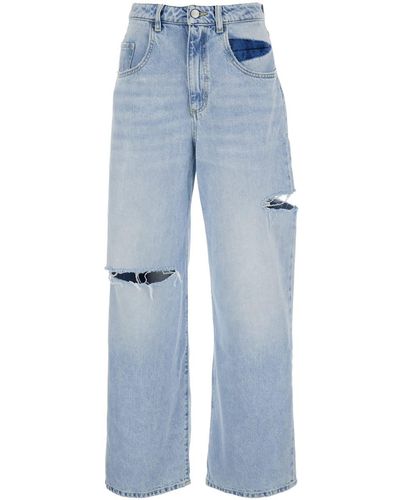 ICON DENIM Poppy Light Wide Jeans With Cut-Out - Blue