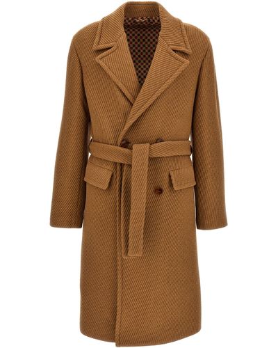 Etro Double-breasted Belted Coat Coats, Trench Coats - Brown