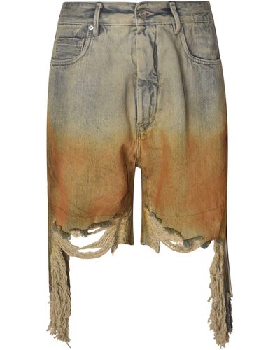 Rick Owens Vintage Effect Distressed Denim Shorts - Multicolour