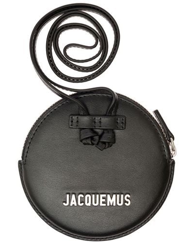 Jacquemus Le Pitchou Circular Pouch Bag In Leather Man - Black