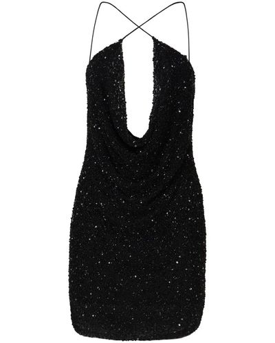 retroféte Low-Cut Sequin Dress - Black