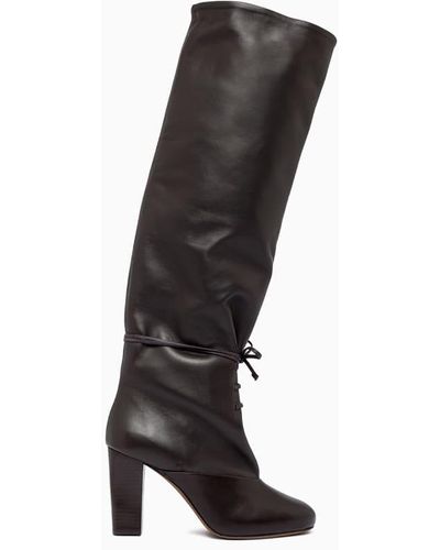 Lemaire Round Toe High Laced 80 Boots - Black