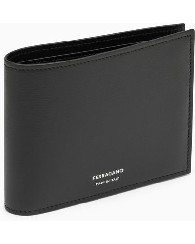 Ferragamo Leather Wallet With Logo - Black