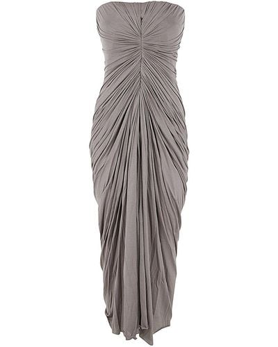 Rick Owens Radiance Ruched Strapless Bustier Dress - Gray
