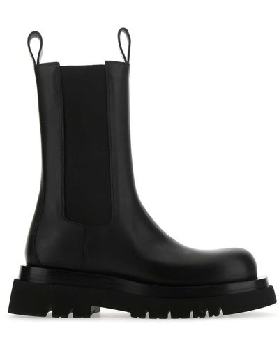 Bottega Veneta Leather Lug Boots - Black